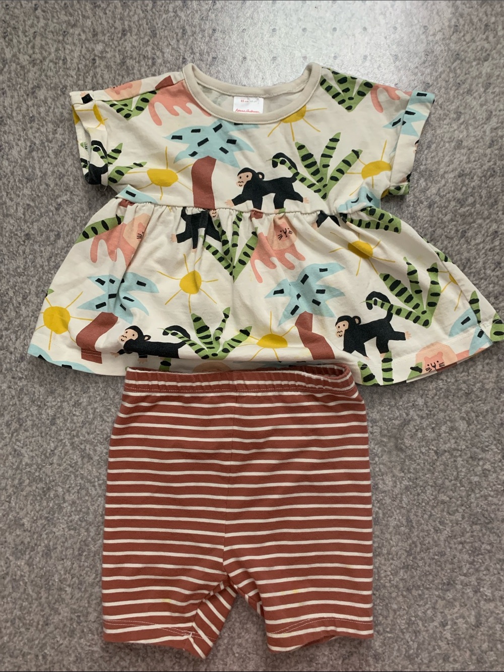 Hanna Andersson 2T *100% cotton Oeko Tex* shirt and bike shorts outfit jungle.